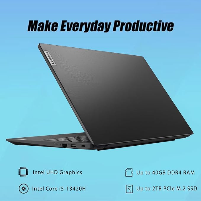 لينوفو لابتوب اعمال V15 الجيل الرابع الاحدث بشاشة FHD 15.6 انش ومعالج انتل كور i5-13420H (افضل من i7-1355U) وRAM 16GB وSSD 512GB وHDMI وRJ45 وكاميرا ويب وكيبورد رقمية وواي فاي وويندوز 11